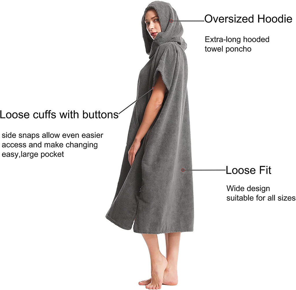 Poncho Robe HiTurbo® microfiber Terry Surfing Poncho Changing Robe