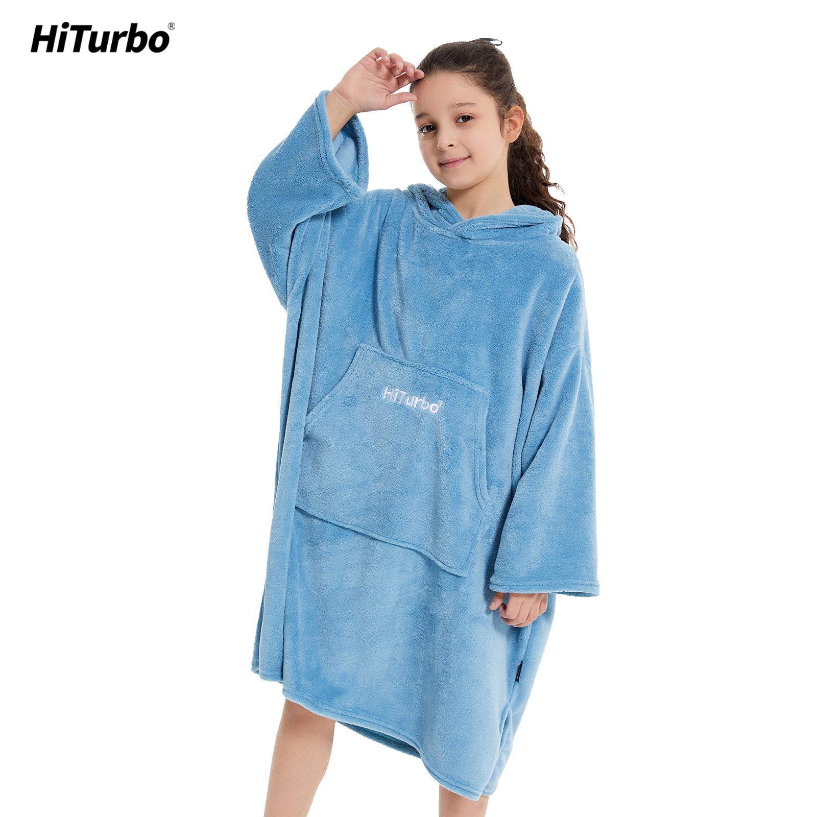HiTurbo kids microfiber fleece robe with long sleeve