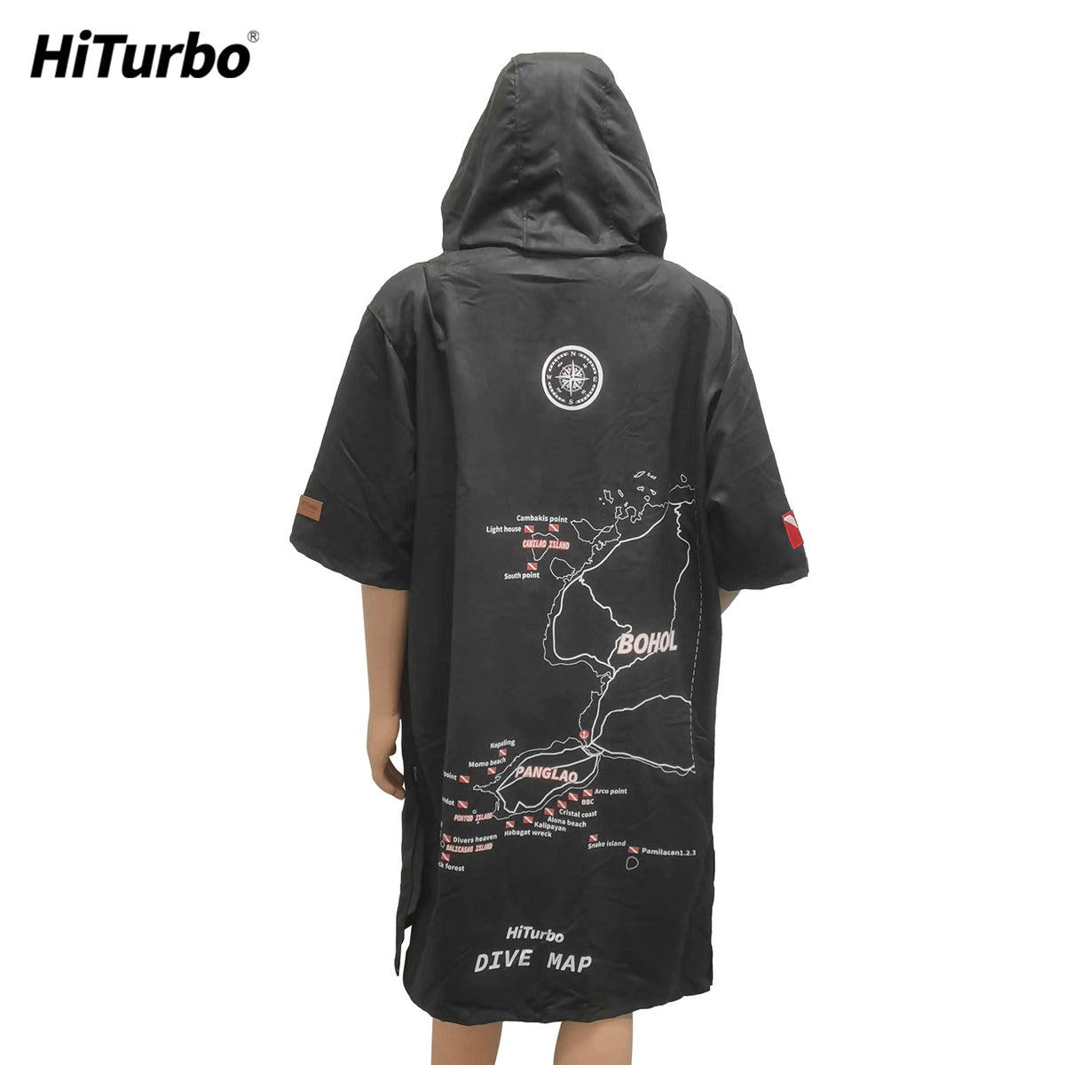 Bohol】HiTurbo Dive maps microfiber zipperd robe