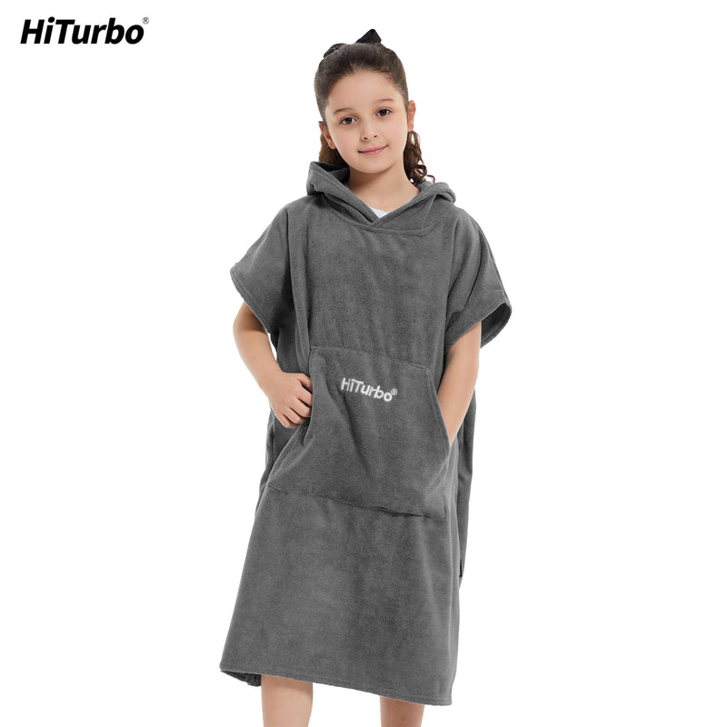 HiTurbo® Kids microfiber terry Changing Towel Robe,Hooded Absorbent Surf Poncho Swimming Bathrobe