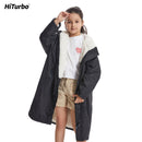 HiTurbo® Kids Waterproof Changing Robe Windproof Warm Robe Oversized Coat swimming  Poncho with Fleece Lining