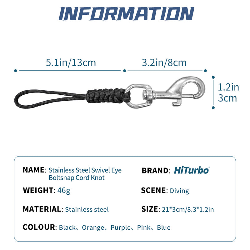HiTurbo Stainless SteelSwivel EyeBoltsnap Cord Knot
