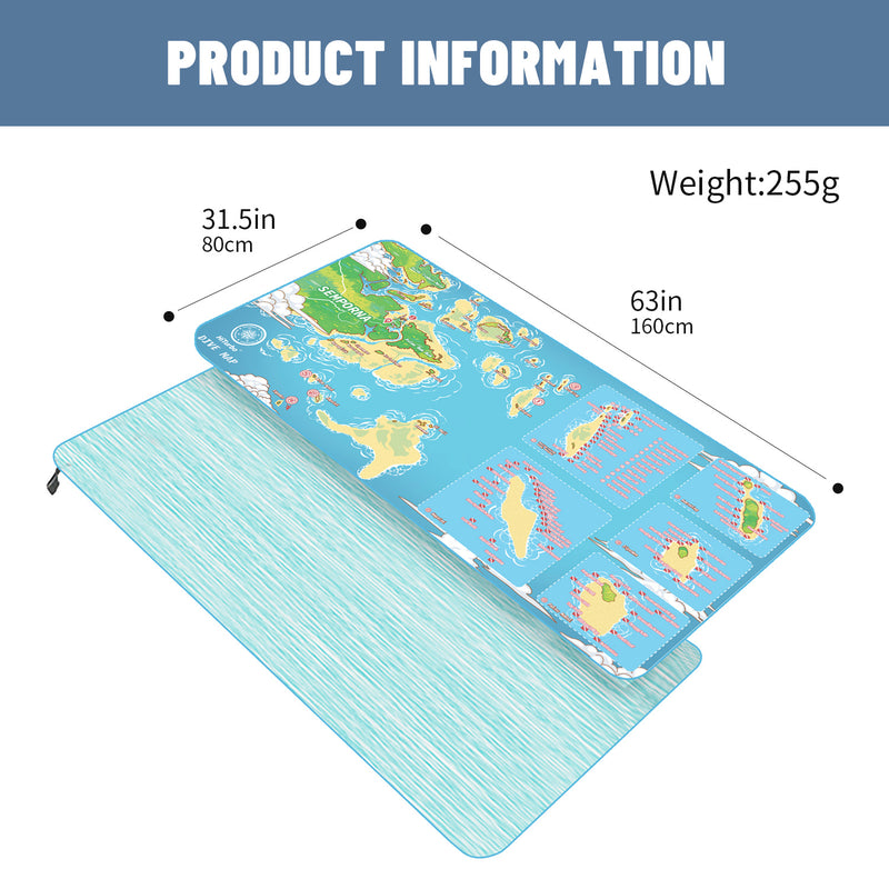 【Semporna】HiTurbo Dive Maps  Microfiber Quick Dry Beach Towel sand free