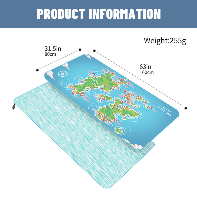 【Komodo】HiTurbo Dive Maps  Microfiber Quick Dry Beach Towel   sand free