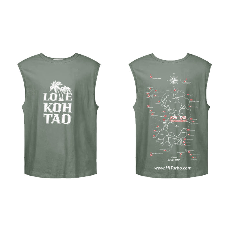 【Koh Tao】 HiTurbo dive maps  100% cotton shirt