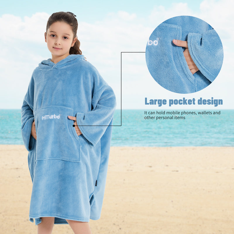 HiTurbo kids microfiber fleece robe with long sleeve