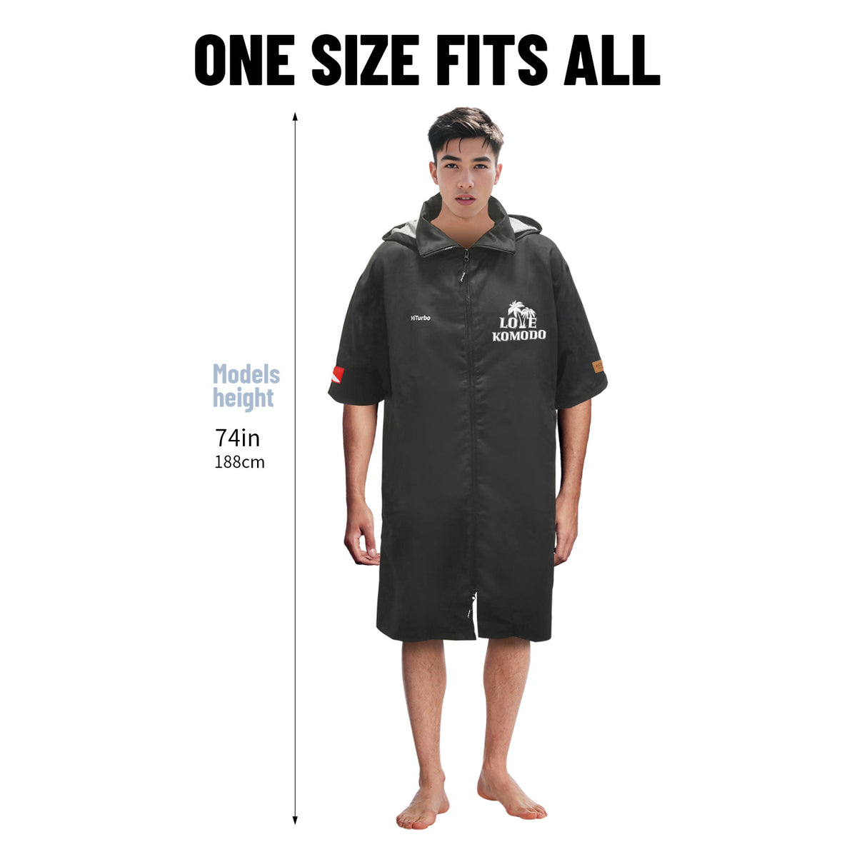 Komodo】HiTurbo Dive maps microfiber zipperd robe
