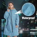 HiTurbo® Kids Waterproof Changing Robe Windproof Warm Robe Oversized Coat swimming  Poncho with Fleece Lining