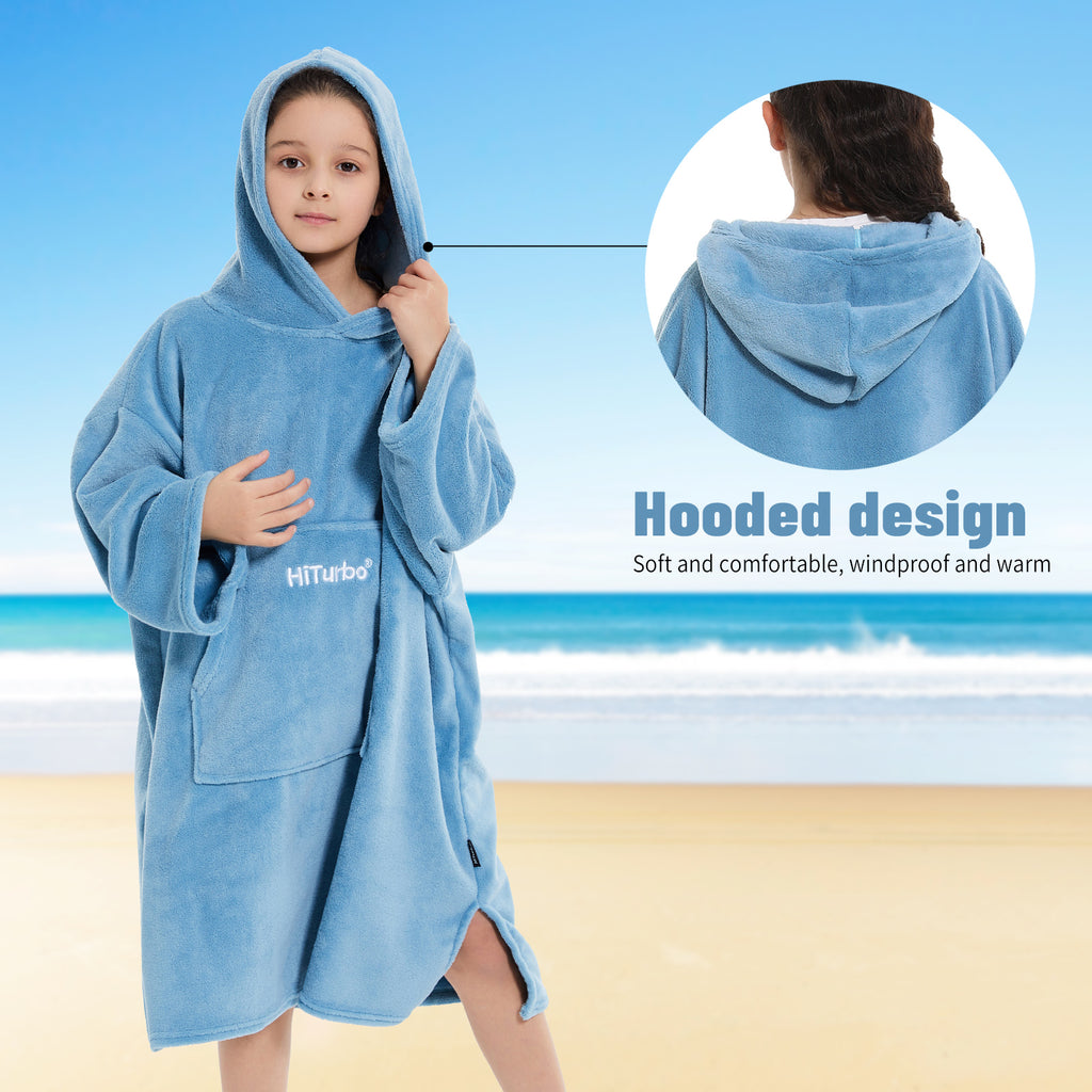 HiTurbo kids microfiber fleece robe with long sleeve