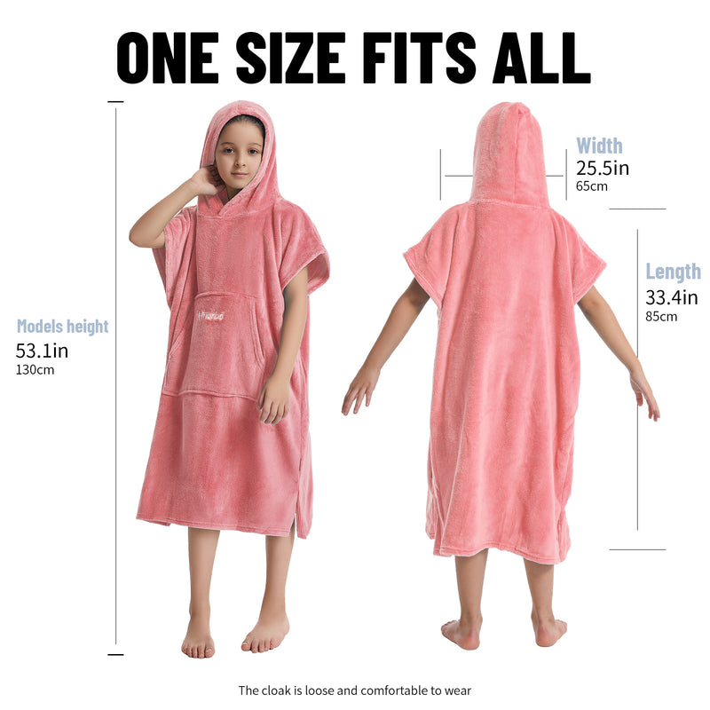 HiTurbo® Kids fleece Changing Robe Towel Poncho without sleeve