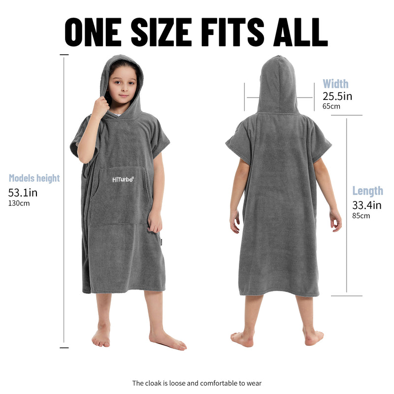 HiTurbo® Kids microfiber terry Changing Towel Robe,Hooded Absorbent Surf Poncho Swimming Bathrobe