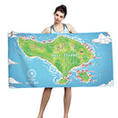 【Bali island】HiTurbo Dive Maps  Microfiber Quick Dry Beach Towel sand free