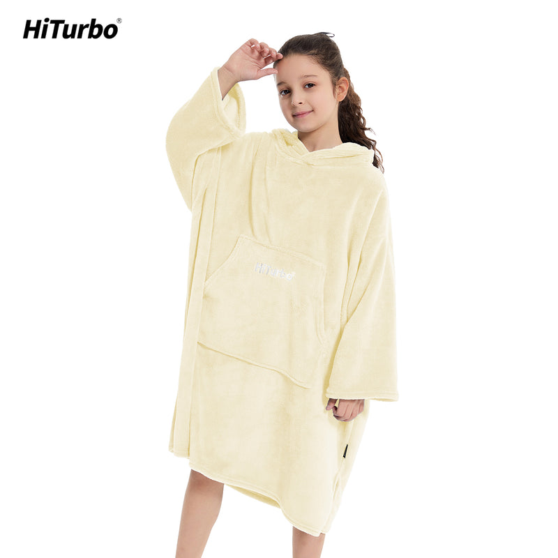 HiTurbo kids microfiber fleece robe with long sleeve